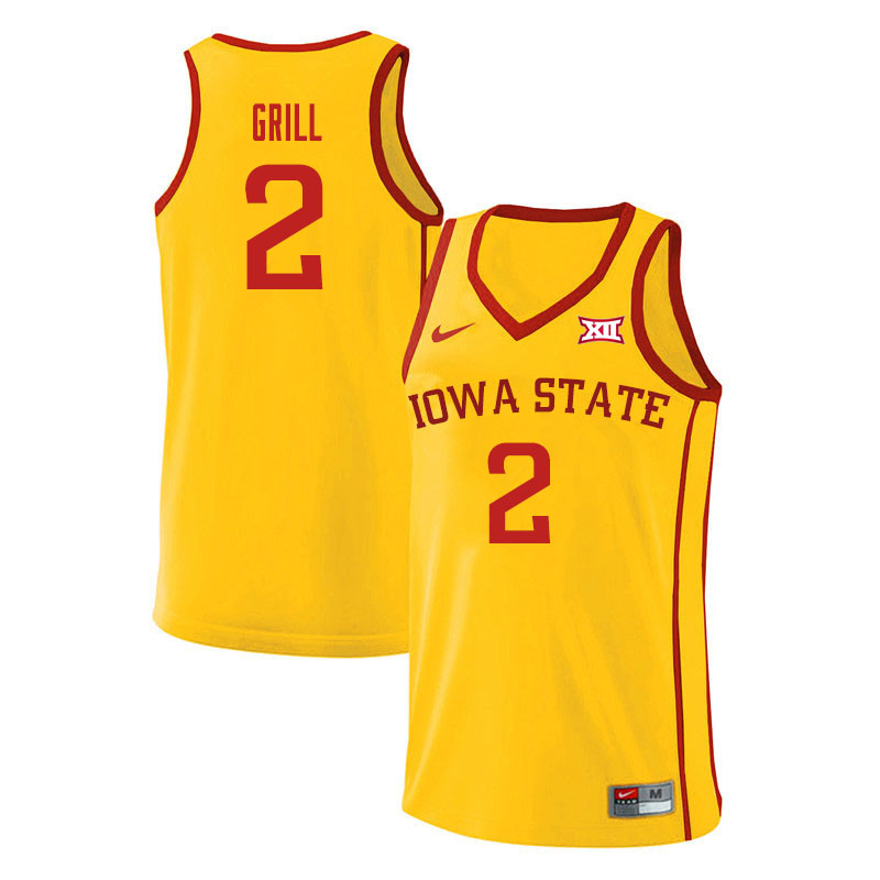 Men #2 Caleb Grill Iowa State Cyclones College Basketball Jerseys Sale-Yellow - Click Image to Close